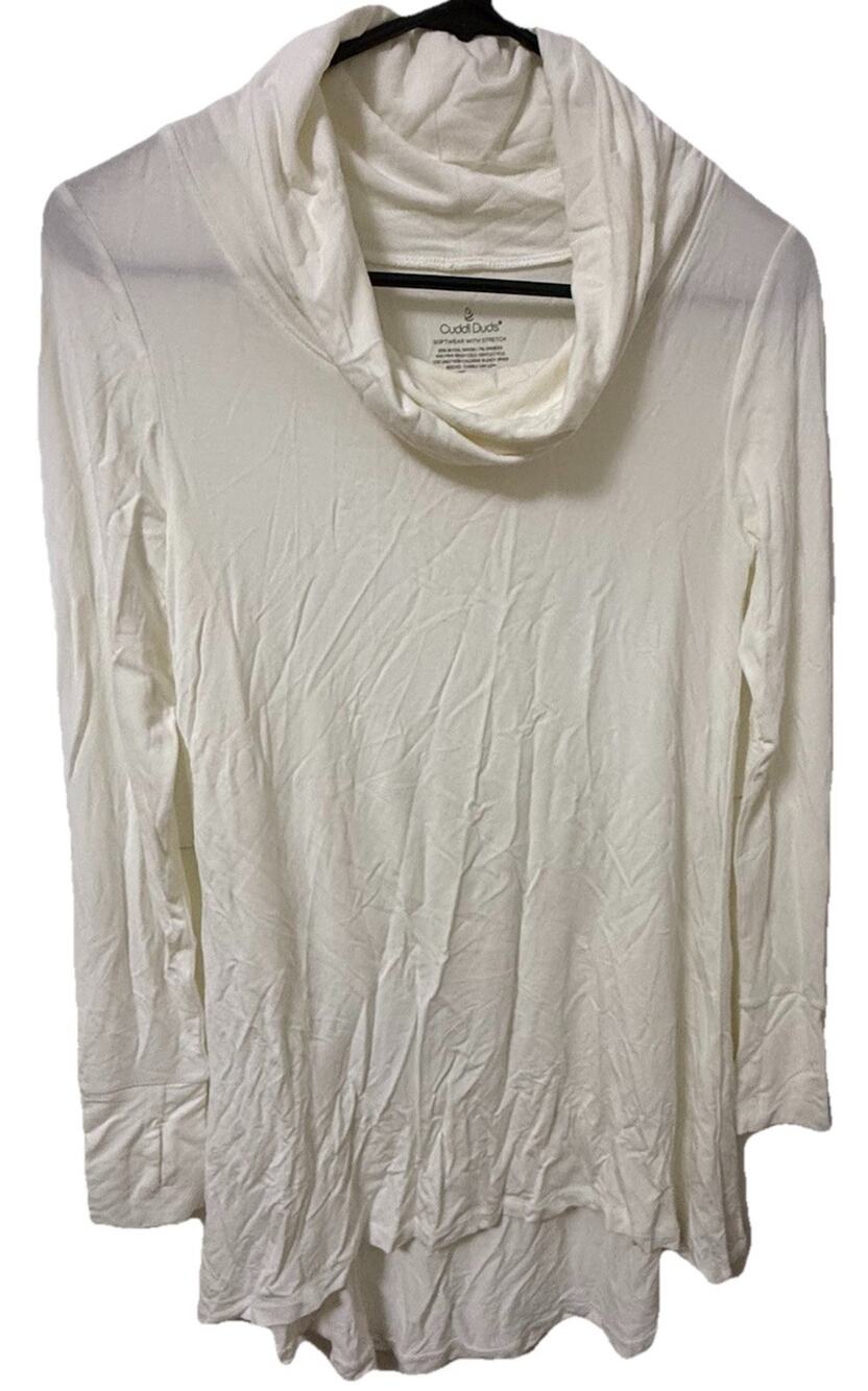 CUDDL DUDS Women’s Ivory Tunic Turtleneck Long Sleeve with Thumb Holes Size XS